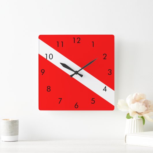 Scuba Dive Flag Vierkante Klok (Huis)