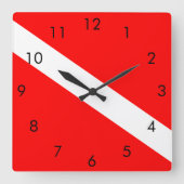 Scuba Dive Flag Vierkante Klok (Voorkant)