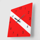 Scuba Dive Flag Vierkante Klok (Hoek)
