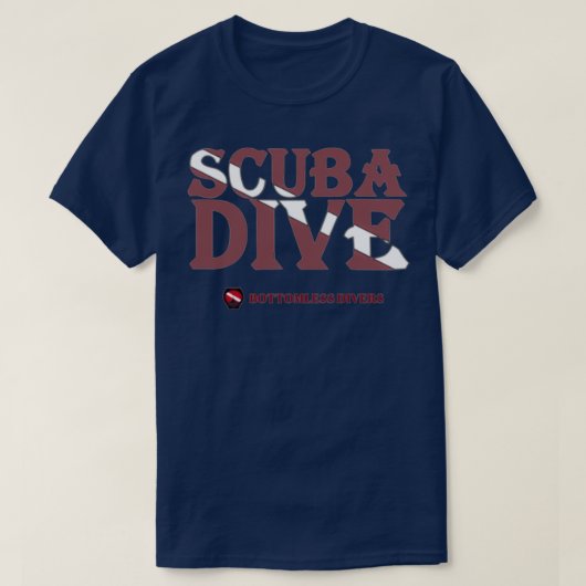 Scuba Dive Pocket Letters met donkerrode vlag T-shirt (Design voorkant)