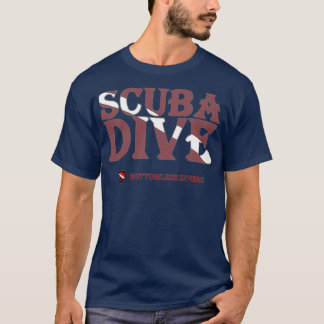 Scuba Dive Pocket Letters met donkerrode vlag T-shirt