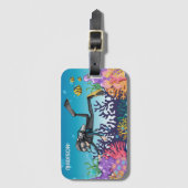 Scuba Diver, aangepaste naam Bagagelabel (Voorkant (verticaal))