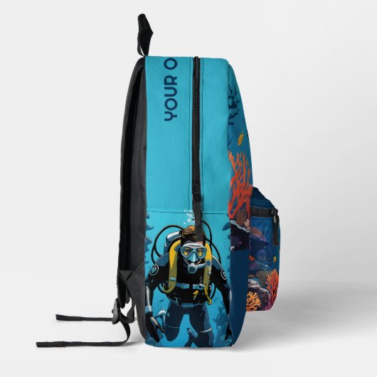 Scuba Diver, aangepaste naam Bedrukte Rugzak (Links)