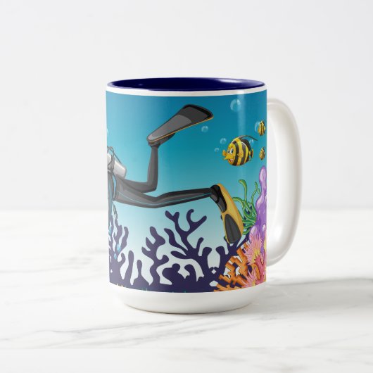 Scuba Diver aangepaste naam mokken (Voorkant rechts)