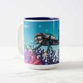 Scuba Diver aangepaste naam mokken (Voorkant links)