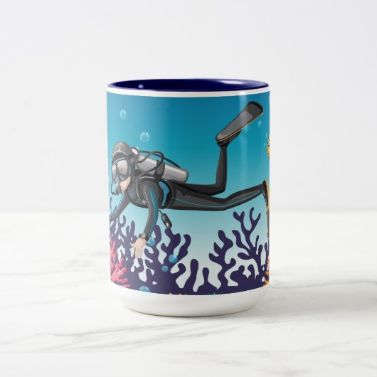 Scuba Diver aangepaste naam mokken (Center)