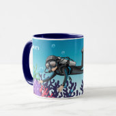 Scuba Diver aangepaste naam mokken (Voorkant links)