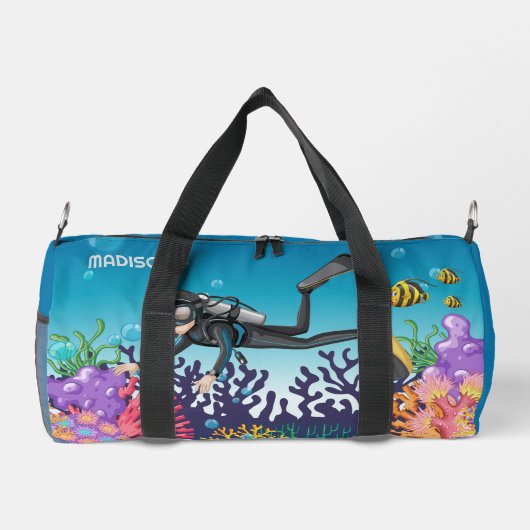 Scuba Diver, aangepaste naam Plunjezak (Achterkant)