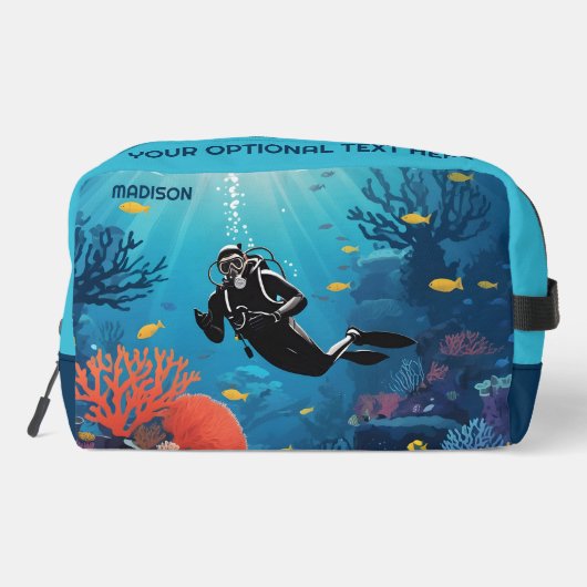 Scuba Diver, aangepaste naam Toilettasje (Achterkant)