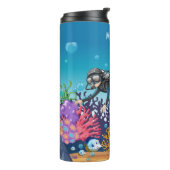 Scuba Diver aangepaste naam tumbler Thermosbeker (Gedraaid links)