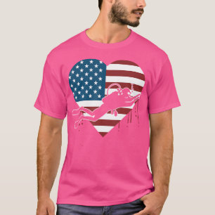Scuba Diver Amerikaanse vlag Trotse Oceaan Freediv T-shirt