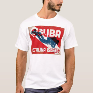 Scuba Diver - Blue Retro van de Catalaanse eilande T-shirt