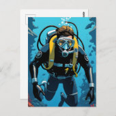Scuba Diver Briefkaart (Voorkant / Achterkant)