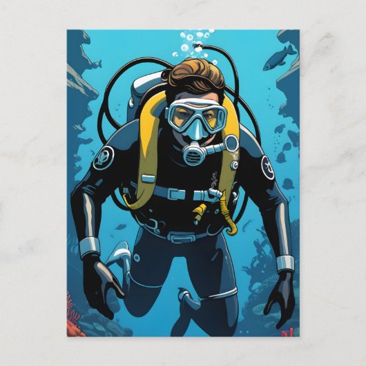 Scuba Diver Briefkaart (Voorkant)