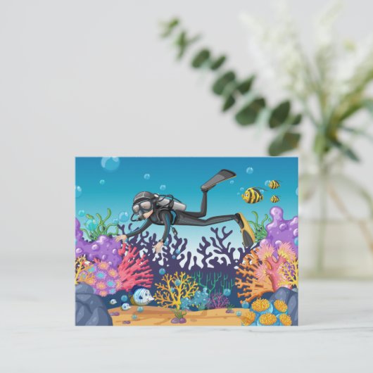 Scuba Diver briefkaart (Staand voorkant)