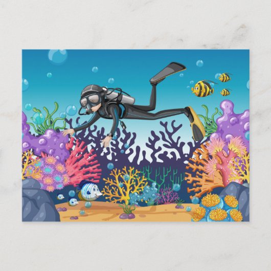 Scuba Diver briefkaart (Voorkant)