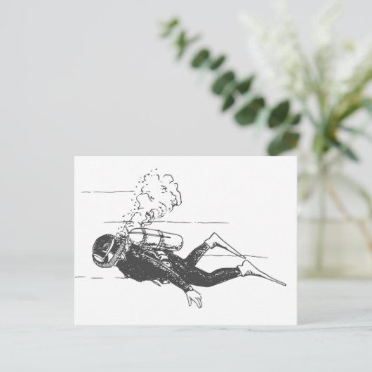 Scuba Diver Briefkaart (Staand voorkant)