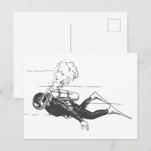 Scuba Diver Briefkaart (Voorkant / Achterkant)