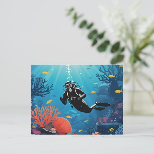 Scuba Diver Briefkaart (Staand voorkant)