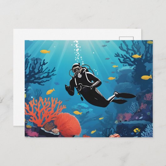 Scuba Diver Briefkaart (Voorkant / Achterkant)