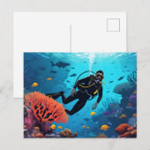 Scuba Diver Briefkaart (Voorkant / Achterkant)