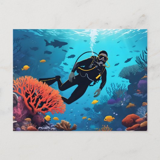 Scuba Diver Briefkaart (Voorkant)
