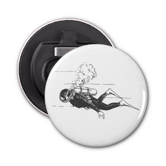 Scuba Diver Button Flesopener (Voorkant)