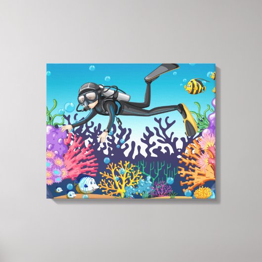 Scuba Diver canvas afdrukken (Voorkant)