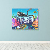 Scuba Diver canvas afdrukken (Insitu (Houten vloer))