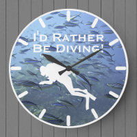 Scuba Diver Clock "Ik zou liever duiken"