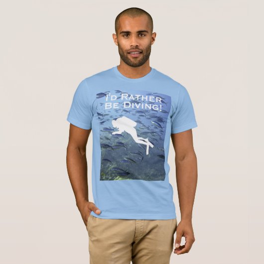 Scuba Diver Design "Ik zou liever duiken" T-shirt (Voorkant volledig)