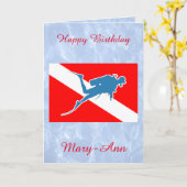 Scuba Diver Diver Down Birthday Kaart (Gele Bloem)