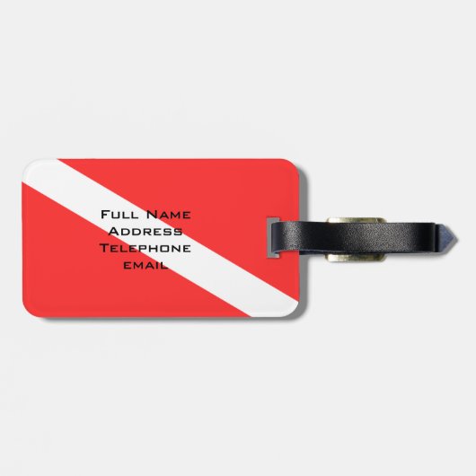 SCUBA DIVER. DIVERS VLAG PERSOONLIJK BAGAGELABEL (Achterkant horizontaal)
