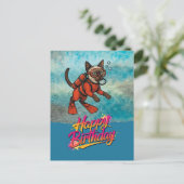 Scuba diver diving cat happy birthday  briefkaart (Staand voorkant)