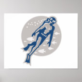 Scuba Diver Diving Retro Poster (Voorkant)