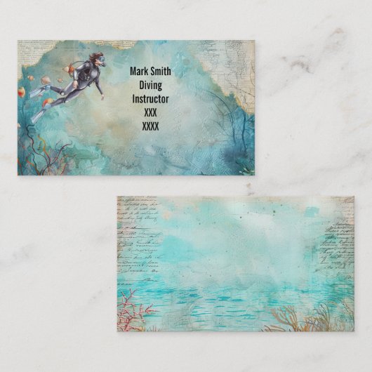 Scuba Diver Diving underwater  Visitekaartje (Voorkant / Achterkant)