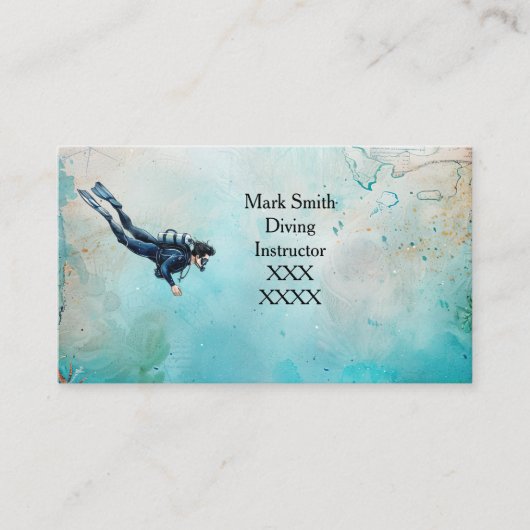 Scuba Diver Diving underwater  Visitekaartje (Voorkant)