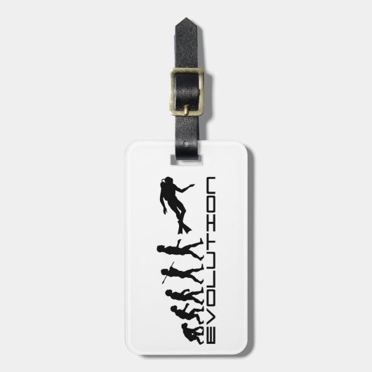 Scuba Diver Diving Water Sport Evolution Art Bagagelabel (Voorkant verticaal)