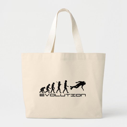 Scuba Diver Diving Water Sport Evolution Art Grote Tote Bag (Voorkant)