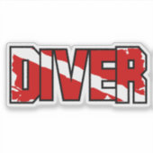 Scuba Diver Down Flag Weathered Sticker (Voorkant)