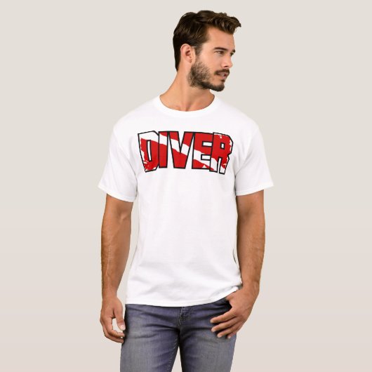 Scuba Diver Down Flag Weathered T-shirt (Voorkant volledig)