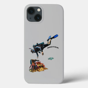 SCUBA Diver en een schatkist van gouden munten URM Case-Mate iPhone Case