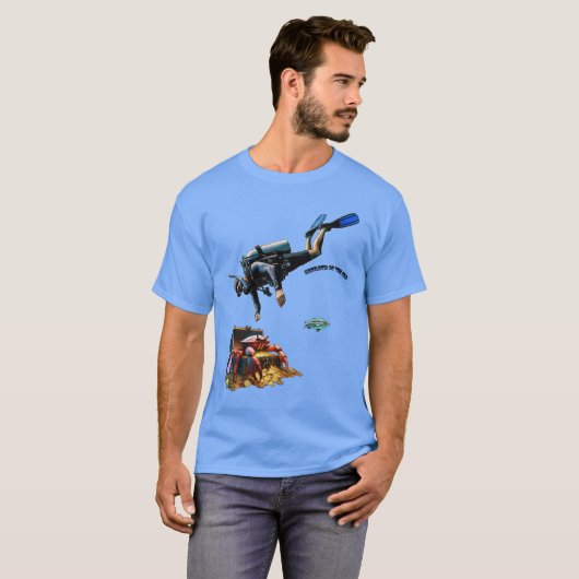 SCUBA Diver en een schatkist van gouden munten URM T-shirt (Voorkant volledig)
