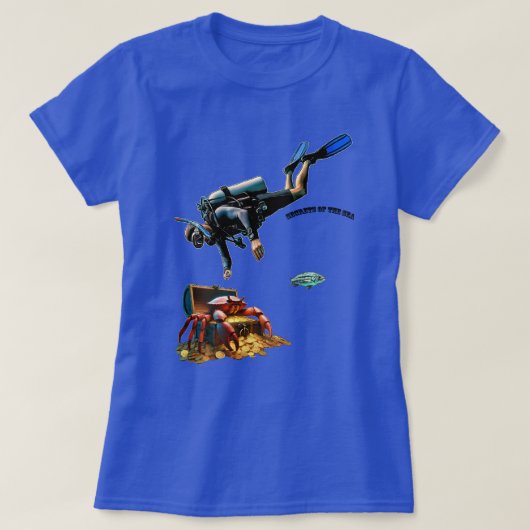 SCUBA Diver en een schatkist van gouden munten URM T-shirt (Design voorkant)