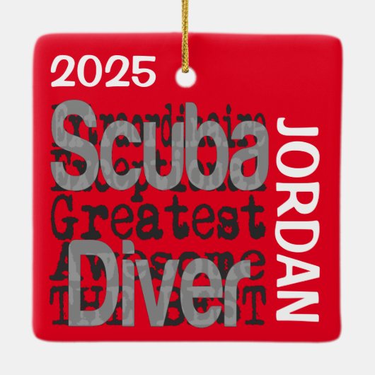 Scuba Diver Extraordinaire CUSTOM Keramisch Ornament (Achterkant)