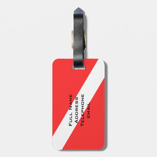 SCUBA DIVER FLAG PERSONAL BAGAGELABEL (Achterkant verticaal)