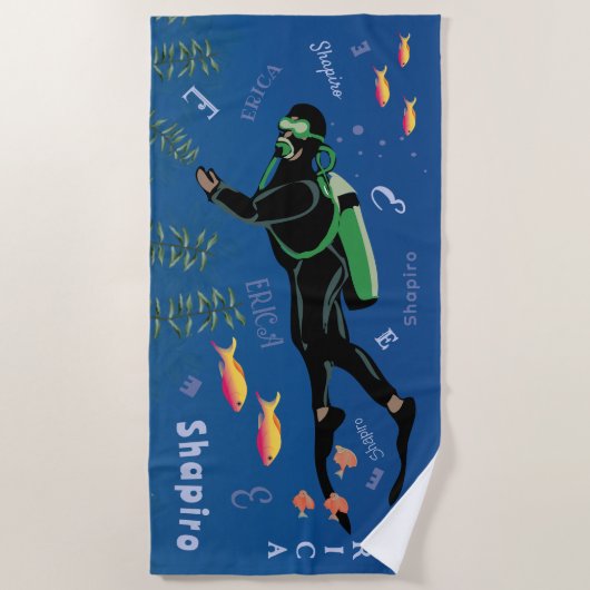 SCUBA Diver gepersonaliseerd Strandlaken (Voorkant)