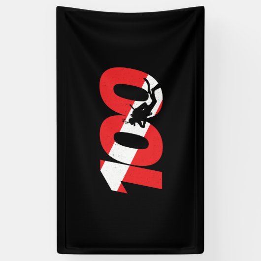 Scuba Diver Gift - 100th Dive - Diver Down - Scuba Spandoek (Verticaal)