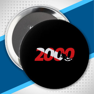 Scuba Diver Gift - 2000th Dive - Diver Down Diving Ronde Button 4,0 Cm