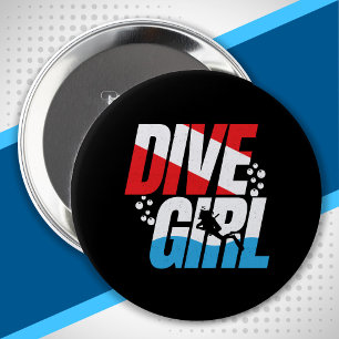 Scuba Diver Gift for Women, Dive Girl Scuba Diving Ronde Button 4,0 Cm